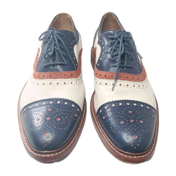 Johnston Murphy Wingtip Oxfords Men\'s 11 M Shoes Brogue Navy Beige Brown main image 5